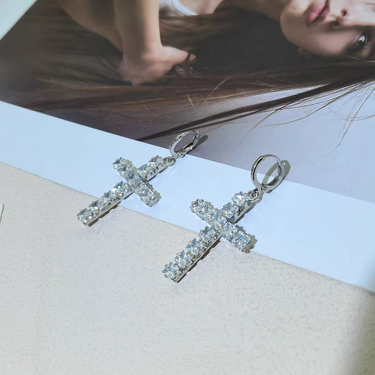 BLESS - Moisannite with 925 silver earrings 全莫桑石十字架耳環 ER901