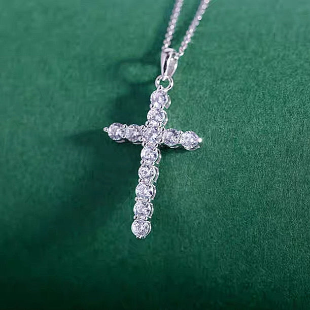 CROSS - Moisannite with 925 silver necklace 全莫桑石十字架配925純銀頸鏈 MN901
